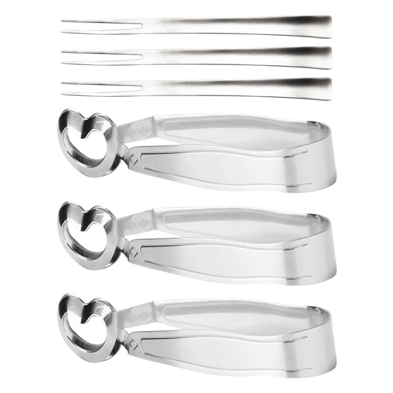 GOODFEER 6 PCS Escargot Tongs Stainless Steel Kitchen Food Tong with Seafood Forks for Snails, Fruit Salad, Cake, Tea Bag, Ice for Drinking, Square Sugar for Coffee, Dishwasher Safe - Image 1